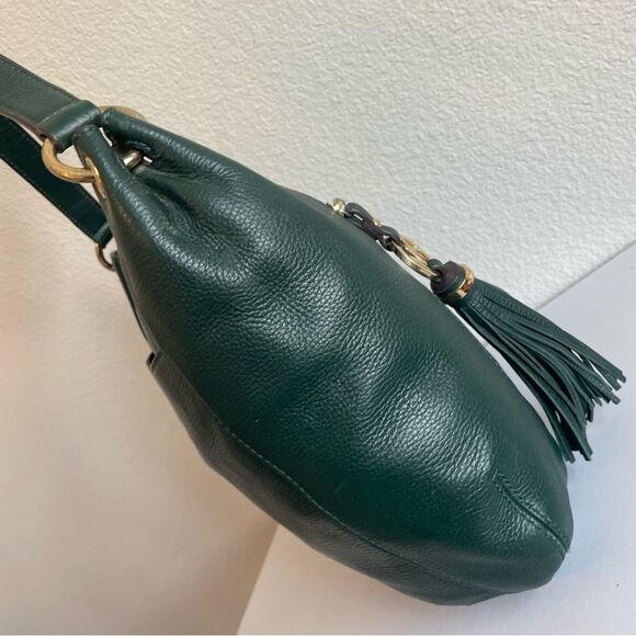 Michael Kors Green Leather Fulton Bedford Shoulder Bag Jet Set Selma - Picture 5 of 11